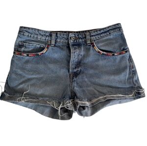 Embroidered Denim Shorts Cut Off &denim